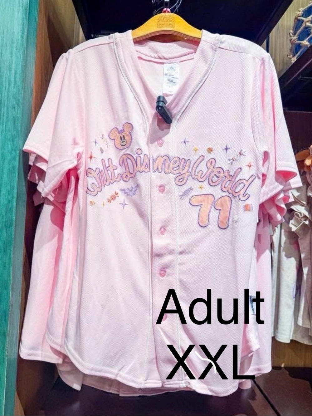 Disney Parks Halloween Ghost Baseball Jersey Pink Adult XXL WDW 71 NWT